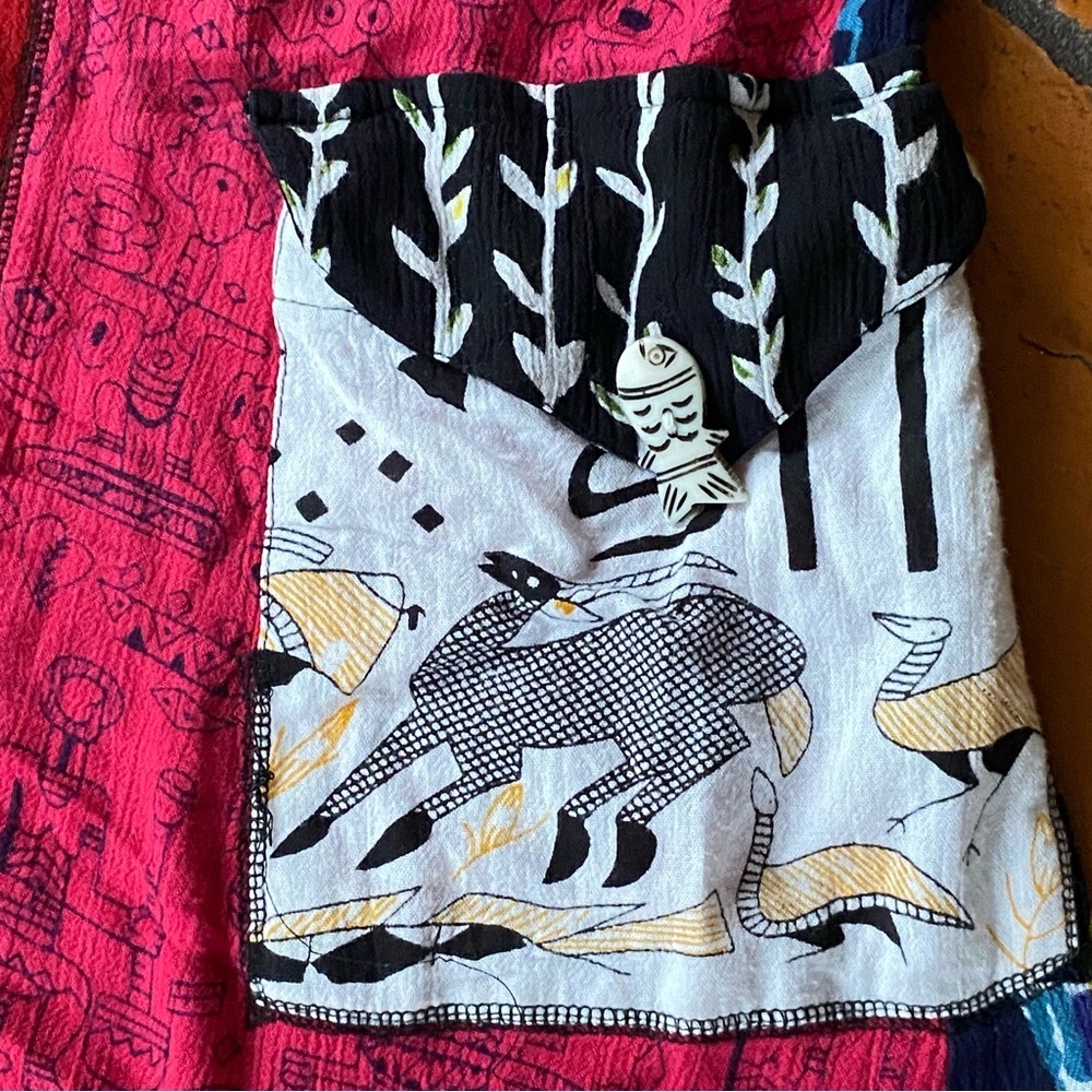 La Cera 1X Button Front Patchwork Dress Artsy Tri… - image 3